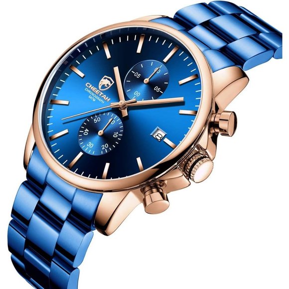 Mens Stainless Steel Waterproof Chronograph Auto Date Quartz Watch - Picture 2 of 7